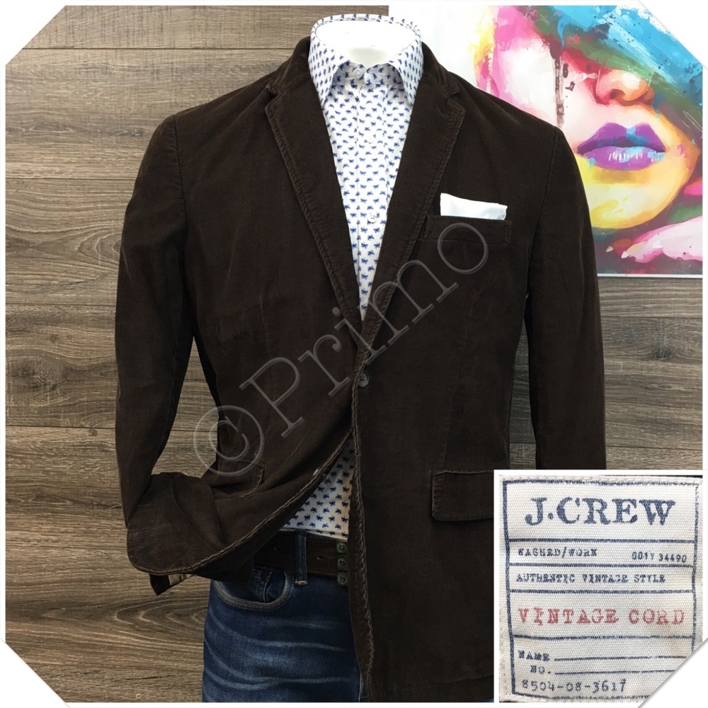 VINTAGE J CREW Mens Corduroy Blazer Sport Coat Casual Jacket Size L Classic Suit